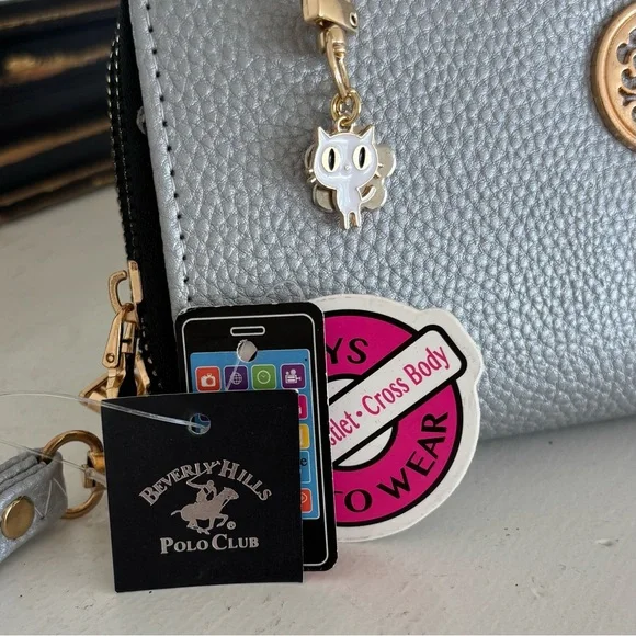 Beverly Hills Polo Club Crossbody Bag Wristlet Wallet - Wear 3 Ways - Picture 9 of 13